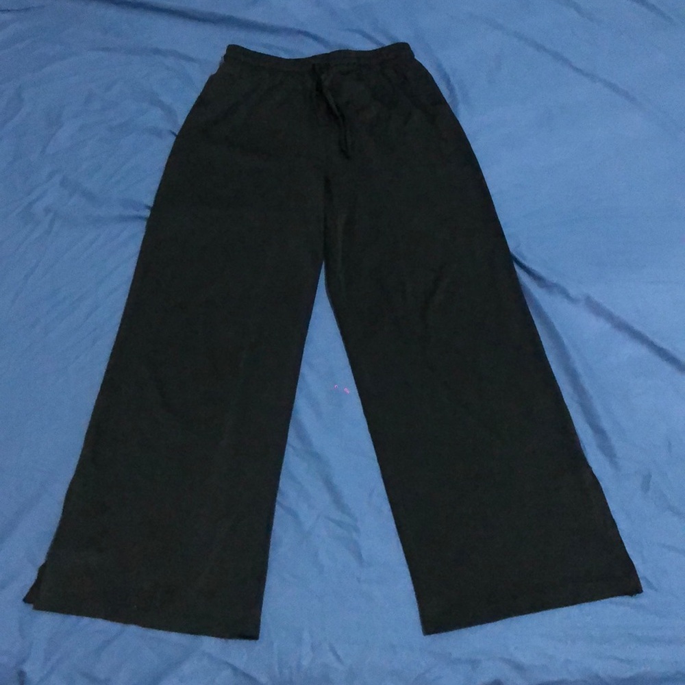 Long straight loose black trousers for women